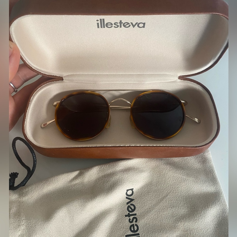 Illesteva Allen Ace Gold/Havana Round Sunglasses